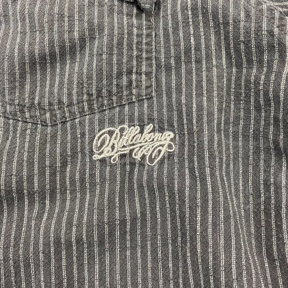 Billabong Shirt Men Large Black White Stripes Button Up Long Sleeve Embroidered - Picture 5 of 13